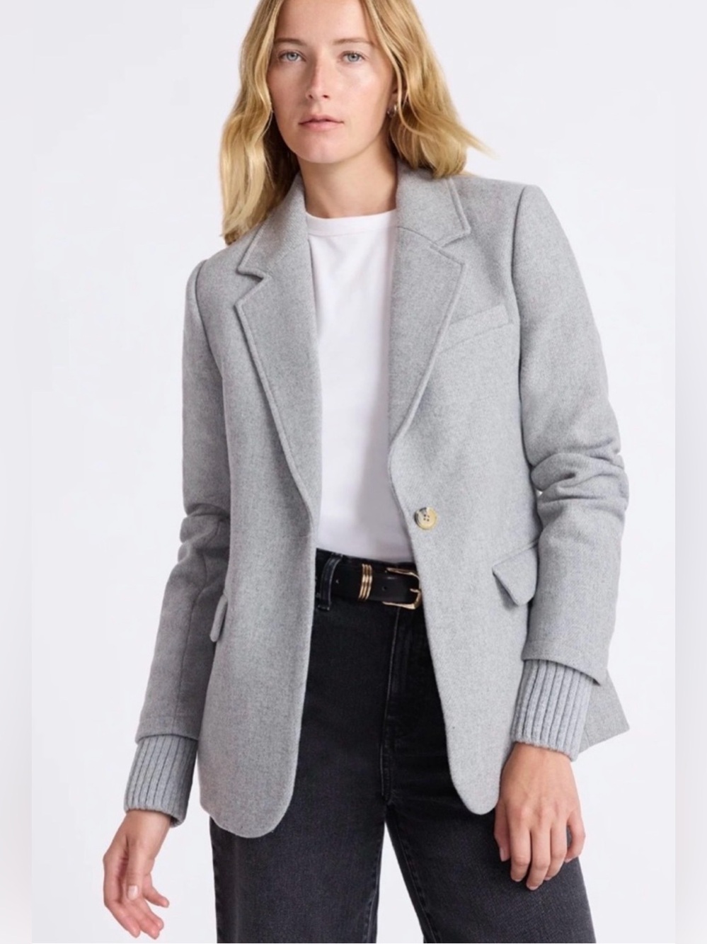 Free Assembly Women’s Gray Blazer Ribbed Cuffs Size 12/14 NWT